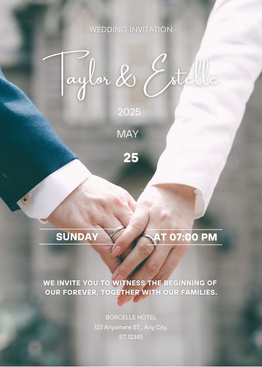 Custom Digital Wedding Invitation – Editable Canva Template | Free with Wedding Sign Purchase