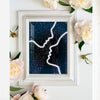 Custom UV Printed Wedding Wall Art with Neon Accent – Personalized Couple Silhouette