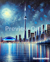 Toronto Digital Cityscape Print – Moonlight Skyline Wall Art, Instant Download